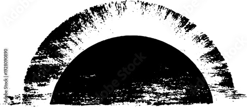 High contrast solar eclipse ink illustration - monochrome celestial design for posters