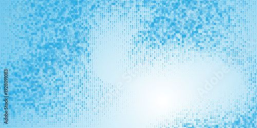 Blue Pixel Halftone Gradient Abstract Background Soft Dot Mosaic Texture Modern Digital Square Pattern Light Cyan Design Wallpaper