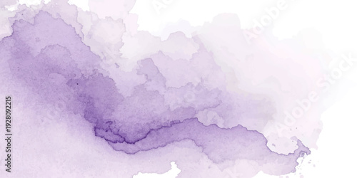 Vintage blue watercolor painting of abstract mountains under a cloudy sky with grunge paper texture and icy white clouds