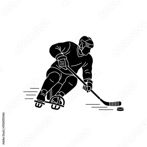 Wheelchair Hockey Player Athlete Silhouette Disability Sports Icon