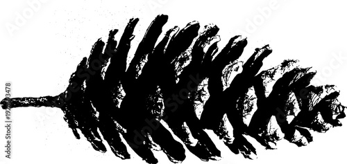 High contrast black and white pine cone ink illustration for art and design