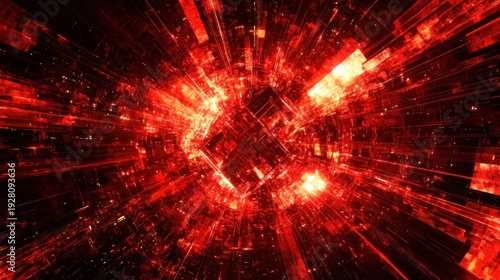 Abstract red digital city