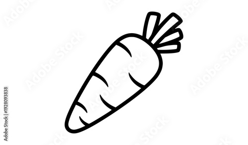 Large Simple Carrot Coloring Page for Kids – Bold Outline Vegetable Printable Vector Illustration