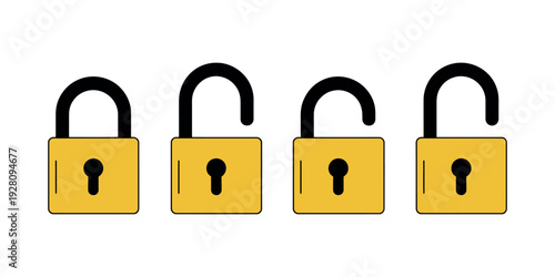 Yellow padlock illustrations vector for security and protection