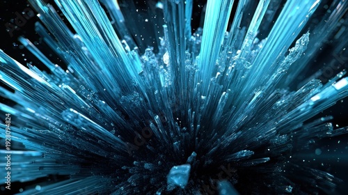 Abstract crystalline explosion of turquoise-blue shards