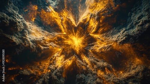 Wallpaper Mural Golden explosion within dark clouds Torontodigital.ca