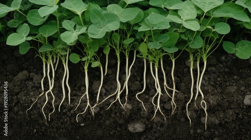 Wallpaper Mural Rows of young plants with visible roots in dark soil Torontodigital.ca