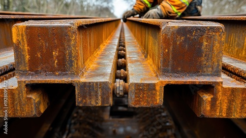 Wallpaper Mural Close-up rusty metal beams of a bridge under construction Torontodigital.ca