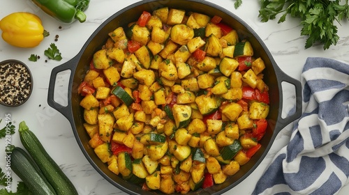 Wallpaper Mural Colorful, diced vegetables in a skillet Torontodigital.ca