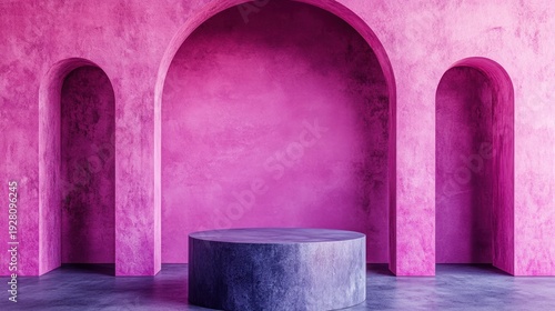 Wallpaper Mural Pink archway room, gray pedestal Torontodigital.ca