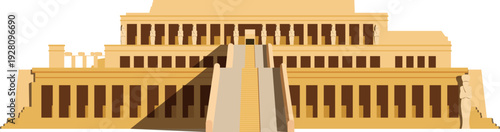 Hatshepsut Temple in Egypt isolated on white background vector illustration. Monuments and landmarks Series
