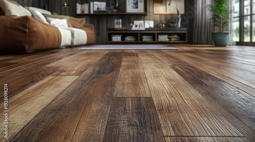 Wallpaper Mural Close-up view of wooden floorboards in a cozy living room Torontodigital.ca