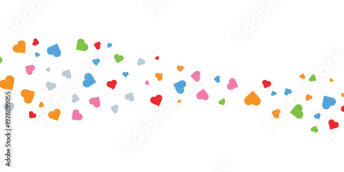 Illustration of colorful hearts in various sizes and vibrant colors scattered across eps