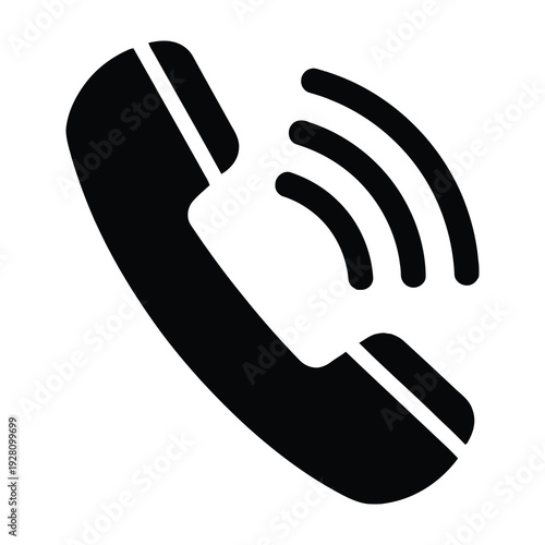 Black telephone receiver emits signal waves in modern communication design