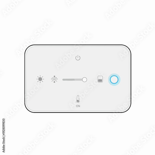 Close-up of a sleek modern controller with light and temperature adjustments perfect for smart home automation system designs