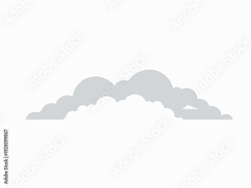 Stylized layered gray cloud formation spanning the bottom of a white background