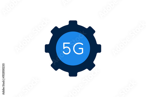 Gear wheel with 5G text for network configuration, telecom management and system setup.