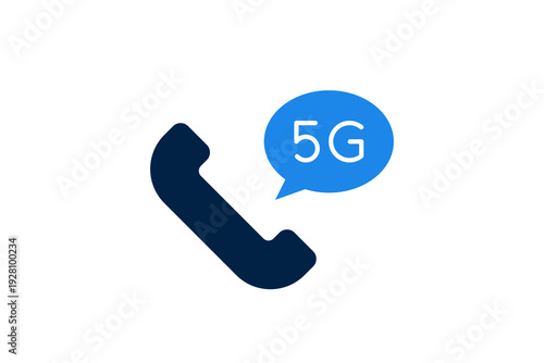 Telephone handset with 5G text for voice calls over high-speed mobile networks.