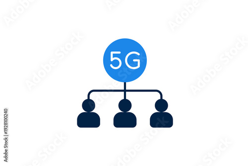 Group of users with 5G text for shared connectivity, multiple devices and network access.