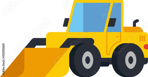 Flat Simple Detailed Bulldozer Construction Heavy Equipment Icon Illustration