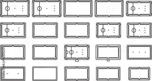 A collection of meticulously detailed, flat lay designs, featuring framed rectangular templates perfect for showcasing content. These versatile frames offer a minimalist aesthetic.