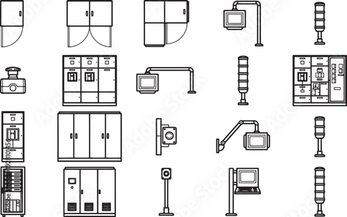 Detailed technical illustration of a control system, highlighting industrial components with precision and clarity. 