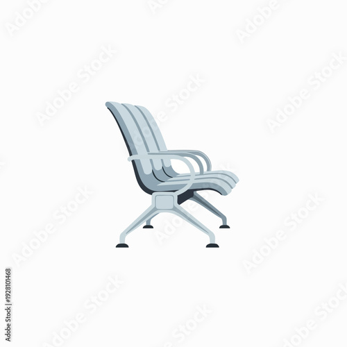 Contemporary light grey metal waiting chair seating furniture design in modern vector illustration for commercial architecture interiors