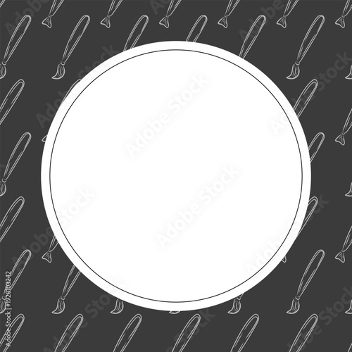 Hand drawn artist tool circle frame background