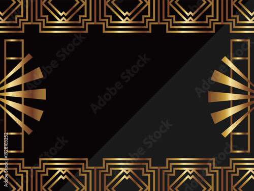 高級感のあるアールデコ背景　ブラック＆ゴールド