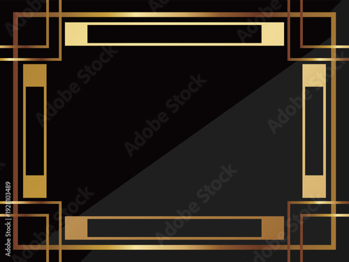高級感のあるアールデコ背景　ブラック＆ゴールド