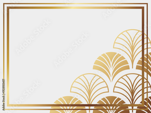 高級感のあるアールデコ背景　ホワイト＆ゴールド