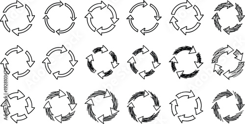 Recycle arrows refresh symbol vector set, refresh symbol, arrow circle, reload sign