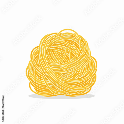 Delicious pile of cartoon spaghetti pasta illustration; vibrant yellow noodles in a heap; vector graphic food tasty and simple design for culinary projects