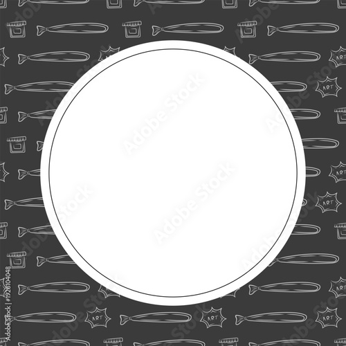 Hand drawn artist tool circle frame background