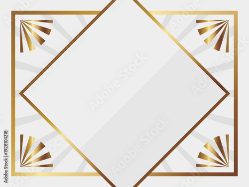 高級感のあるアールデコ背景　ホワイト＆ゴールド