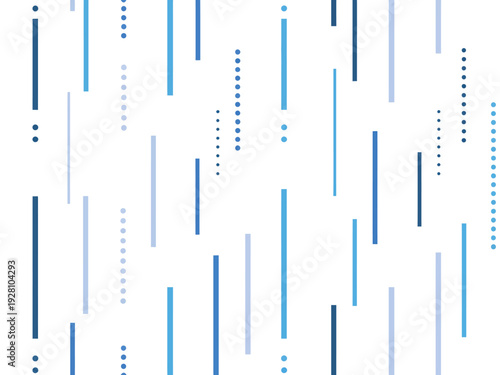 Abstract pattern of vertical blue lines and dots white background