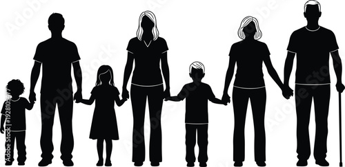 Family Holding Hands Silhouette - Unity, Love, Togetherness, Parenthood