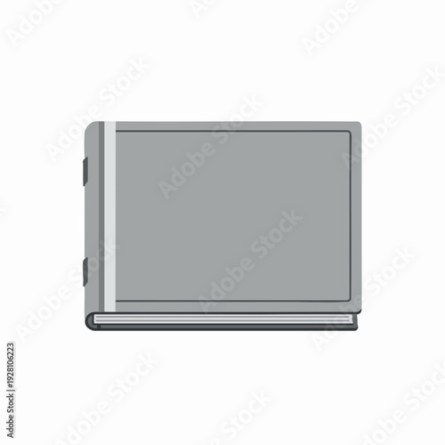 Gray hardcover book with simple graphic design isolated on white for creative projects and educational resources perfect for mockup templates