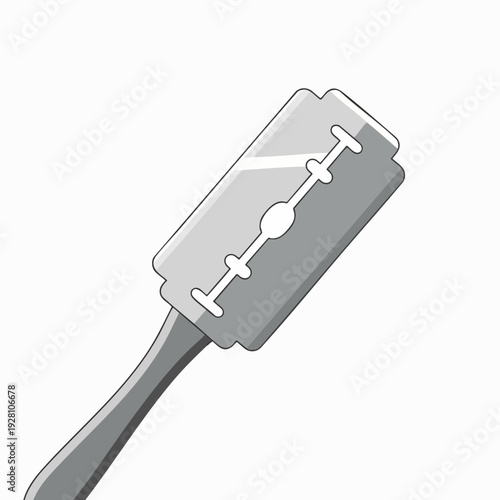 Gray razor blade vector illustration for shaving and cutting isolated on white backdrop simple design element for graphic compositions