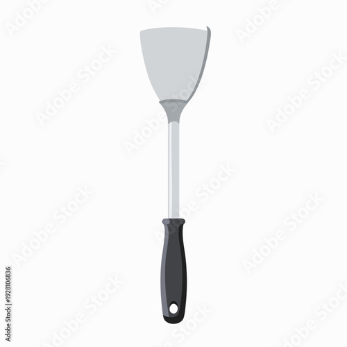 Gray spatula for cooking and flipping food in the kitchen; kitchenware tool illustration isolated on white background for culinary designs