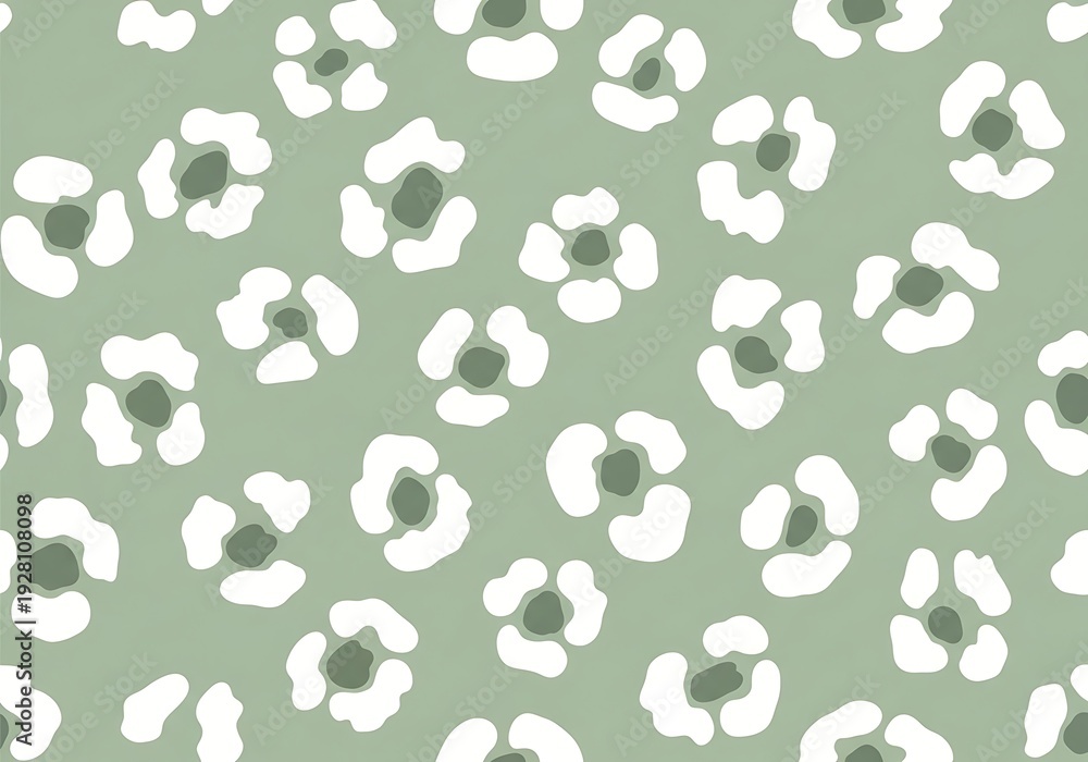 Fototapeta premium Simple white flowers with green centers on a muted green background.