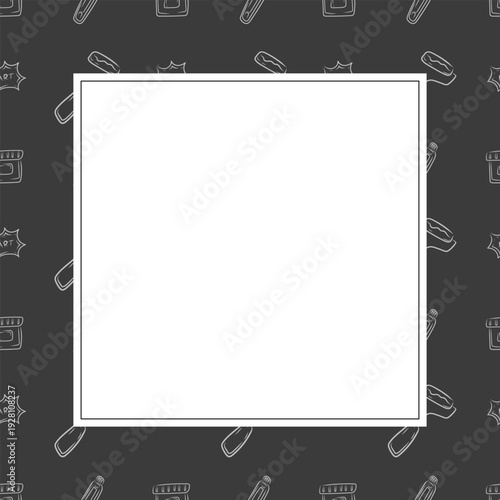 Hand drawn artist tool square frame background