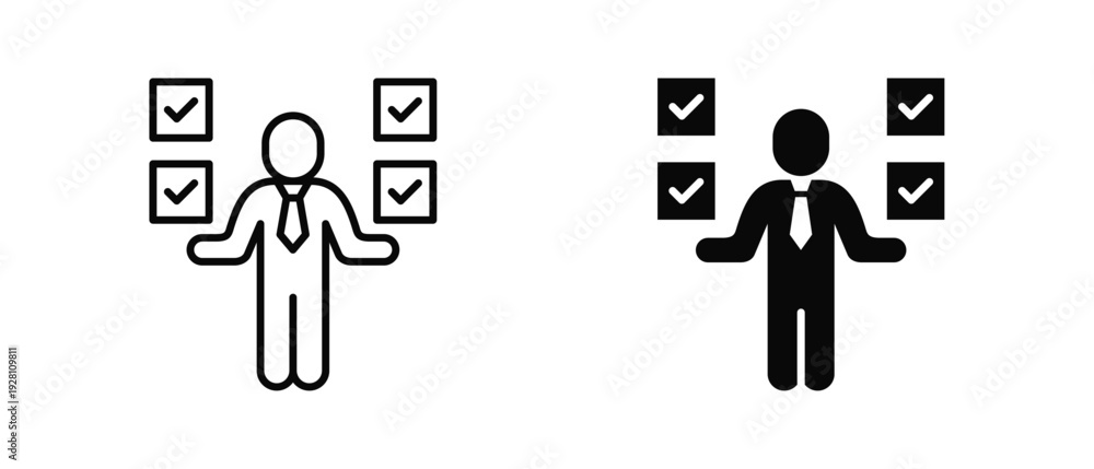 Fototapeta premium Self Assessment icon set with style outline and solid. vector simple elements for design and presentation.