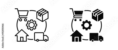Fulfillment icon set with style outline and solid. vector simple elements for design and presentation.