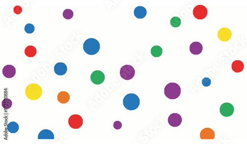 Bright color balls vector illustration in random arrangement on white background