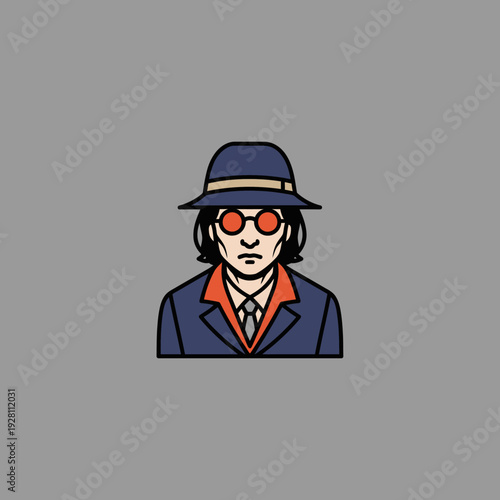 Stylish Man in Hat and Glasses, Vintage Fashion Portrait