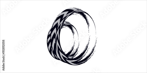Tire track. Tyre mark of car, bike, motorcycle with grunge effect on white background. Wheel footprint, road element, dirty rubber protector pattern.