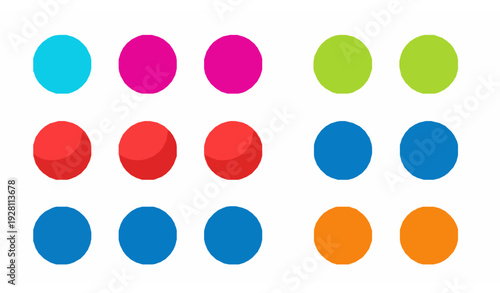 Multicolored bouncing balls flat vector icons isolated on white