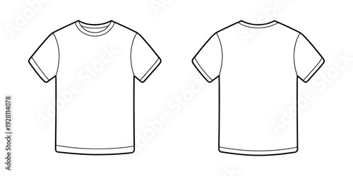 T-shirt mockup outline vector template for clothing branding