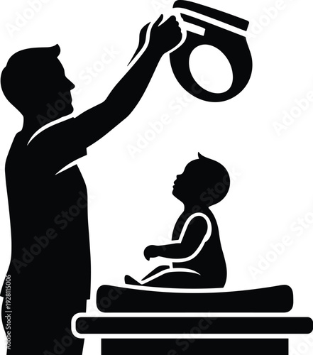Pediatric Medical Examination Silhouette Showing Doctor Performing Diagnostic Scan on Child Representing Healthcare Service, Hospital Checkup and Child Health Care ConceptPediatric